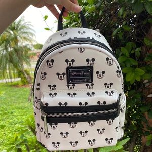 Disney Loungefly Black & White Mickey Mouse Faces Mini Backpack